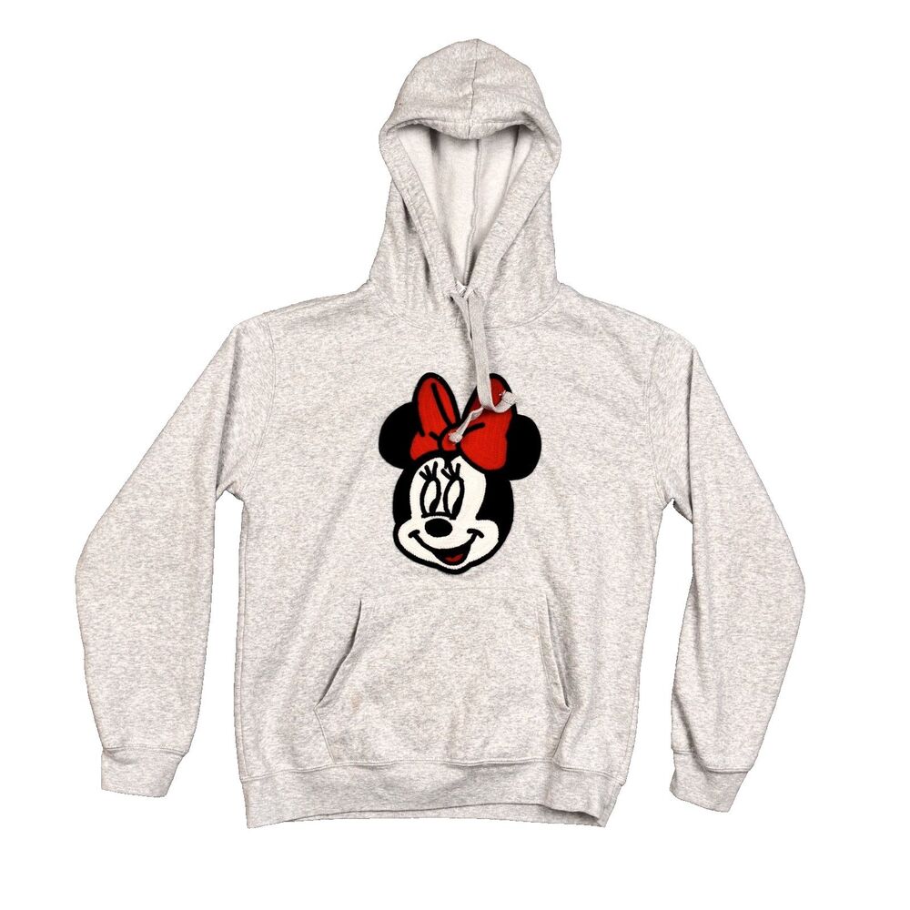 Disney Hoodie Minnie Mouse Pullover Sweatshirt Crochet Patch‎ Face Size M Hoodie